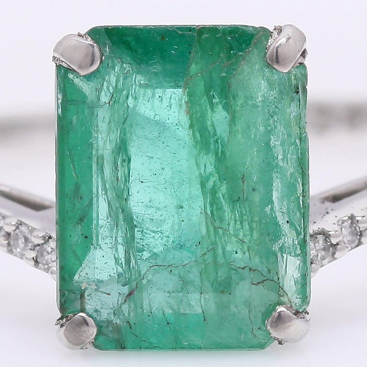2.50 Ct Octagon Step Cut Natural Emerald 950 Platinum Ring
