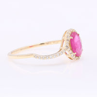 0.89 Ct Oval Mixed Cut Natural Ruby 14K Gold Ring