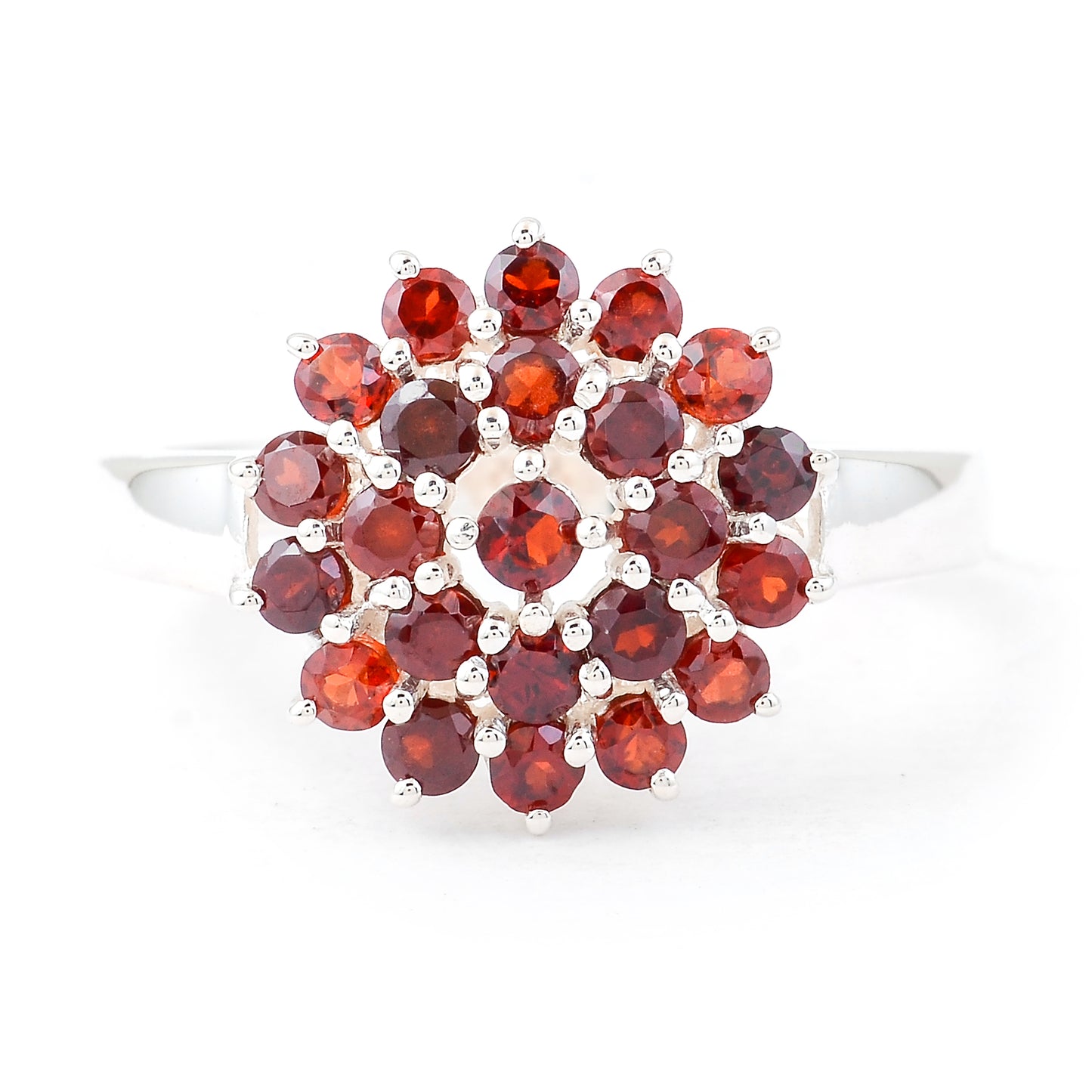 1.13 Ct Round Garnet 925 Sterling Silver Ring