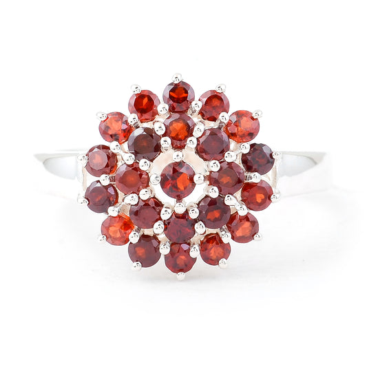 1.13 Ct Round Garnet 925 Sterling Silver Ring