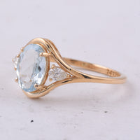 1.25 Ct Oval Natural Aquamarine 14K Gold Ring
