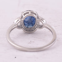 2.20 Ct Oval Mixed Cut Natural Sapphire 950 Platinum Ring