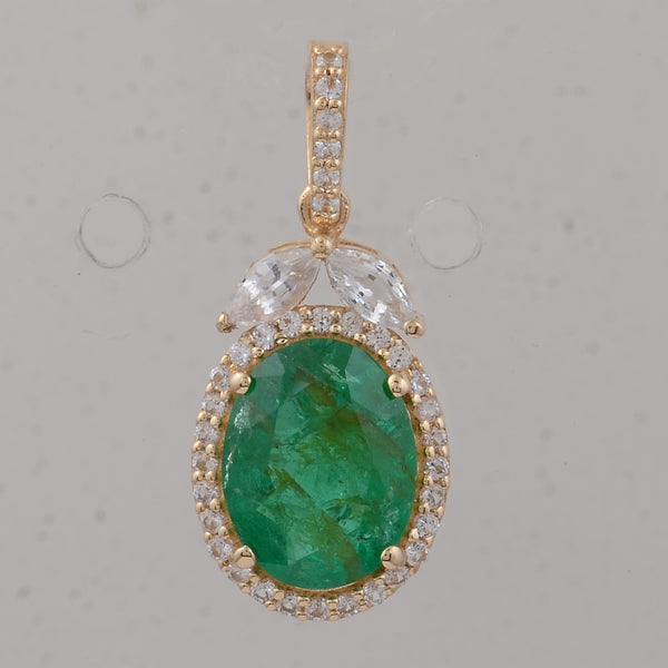 1.71 Ct Oval Emerald 9K Gold Pendant