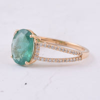 2.07 Ct Oval Natural Emerald 14K Gold Ring