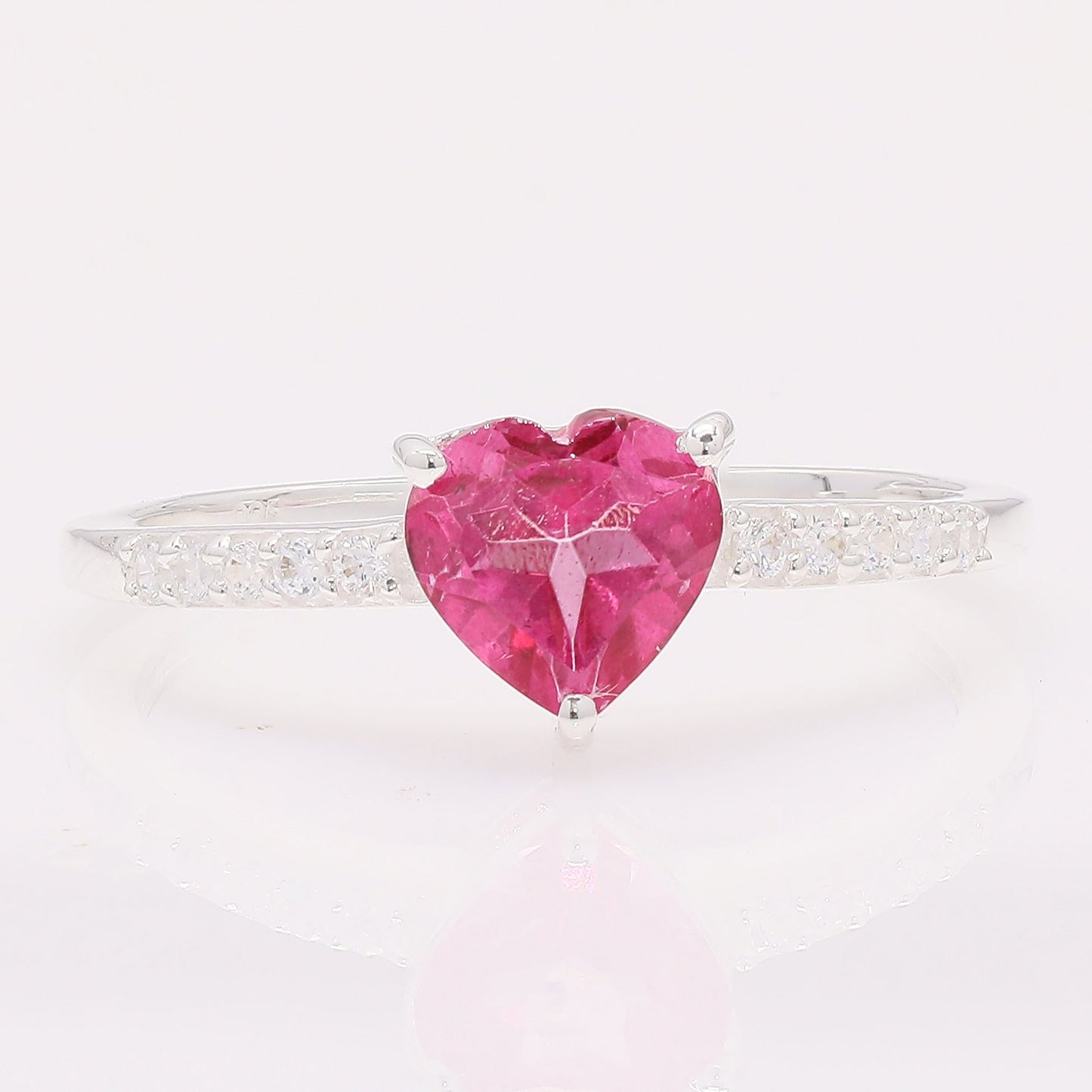 1.77 Ct Heart Pink Topaz 925 Silver Ring