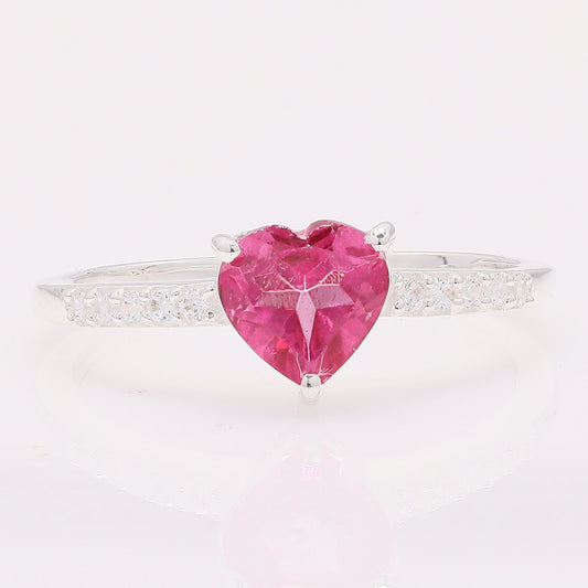 1.77 Ct Heart Pink Topaz 925 Silver Ring