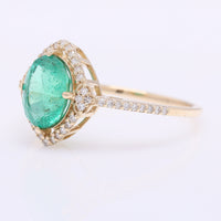 1.67 Ct Oval Mixed Cut Natural Emerald 14K Gold Ring