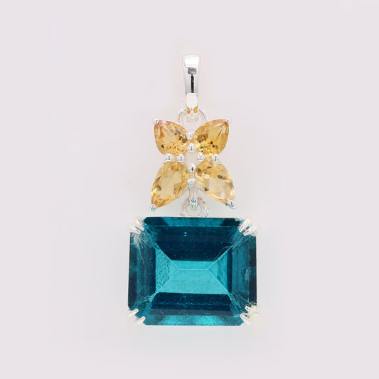 7.15 Ct Octagon Paraiba Topaz 925 Silver Pendant