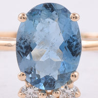 1.03 Ct Oval Natural Aquamarine 14K Gold Ring
