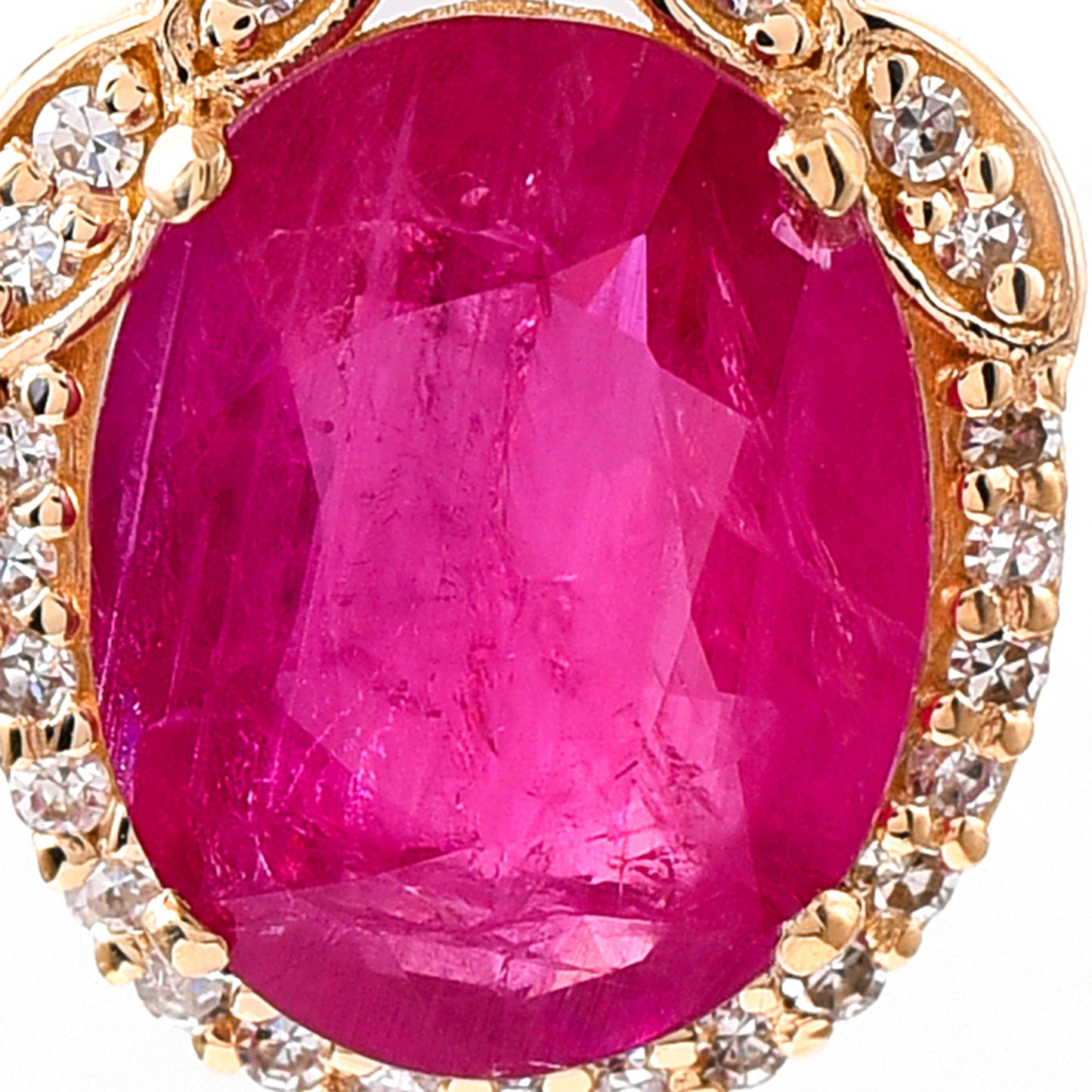 2.08 Ct Oval Mixed Cut Natural Ruby 14K Gold Pendant