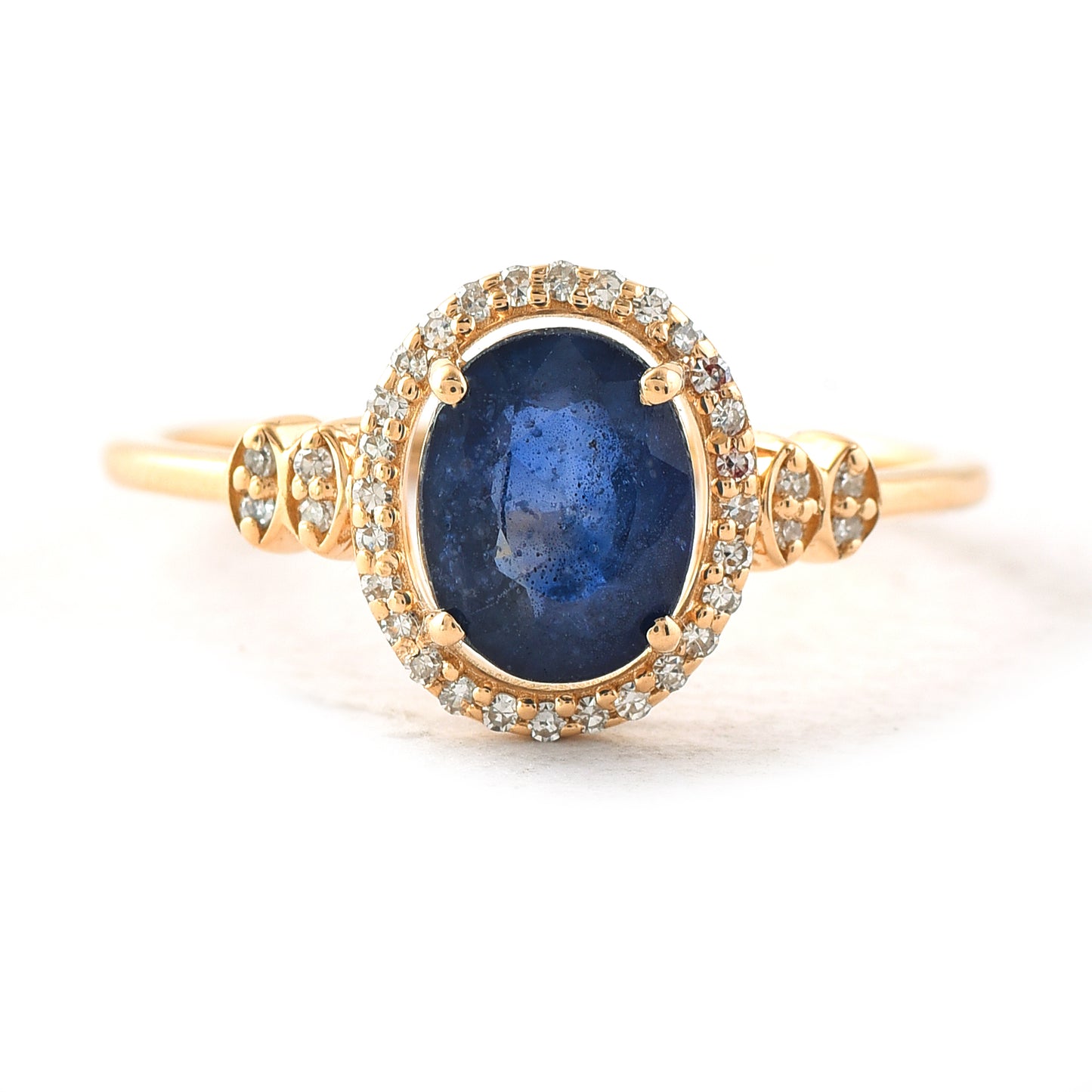 1.77 Ct Oval Mixed Cut Natural Sapphire 14K Gold Ring