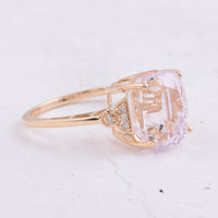 6.57 Ct Cushion Natural Kunzite 14K Gold Ring