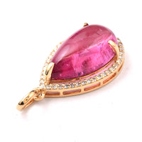 5.31 Ct Pear Cabochon Natural Pink Tourmaline 14K Gold Pendant