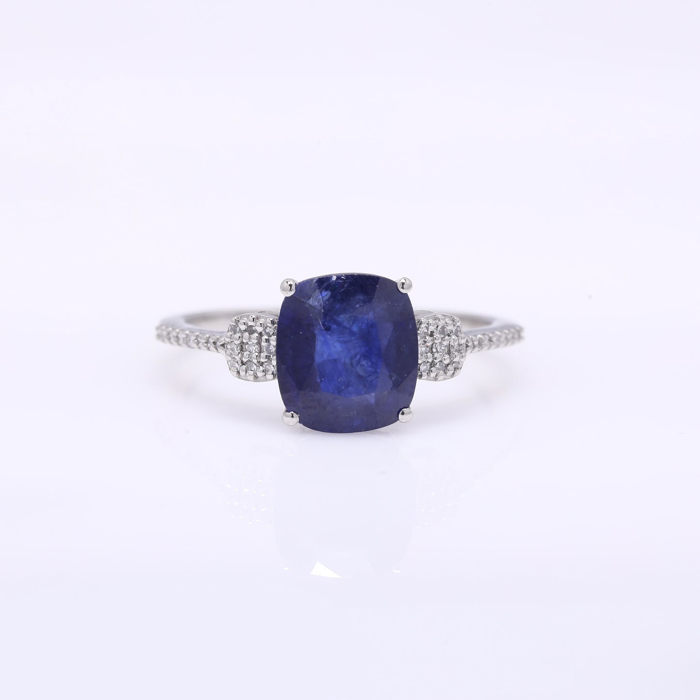 2.50 Ct Cushion Mixed Cut Natural Sapphire 950 Platinum Ring