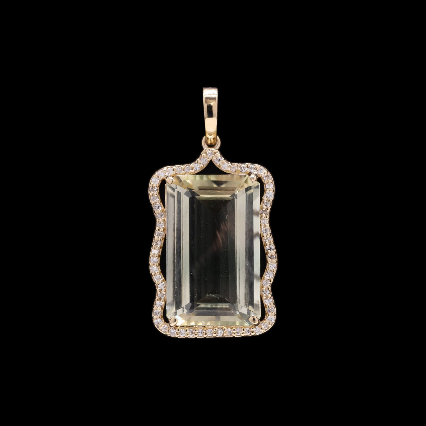 8.18 Ct Octagon Step Cut Natural Sunstone 14K Gold Pendant