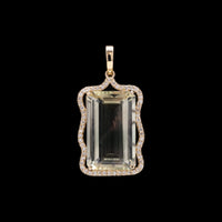 8.18 Ct Octagon Step Cut Natural Sunstone 14K Gold Pendant