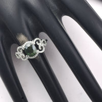 2.15 Ct Oval Mixed Cut Natural Green Sapphire 950 Platinum Ring