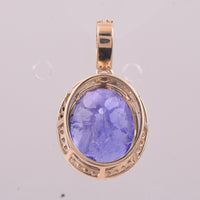 5.26 Ct Oval Mixed Cut Natural Tanzanite 14K Gold Pendant