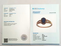 1.53 Ct Oval Mixed Cut Natural Sapphire 14K Gold Ring