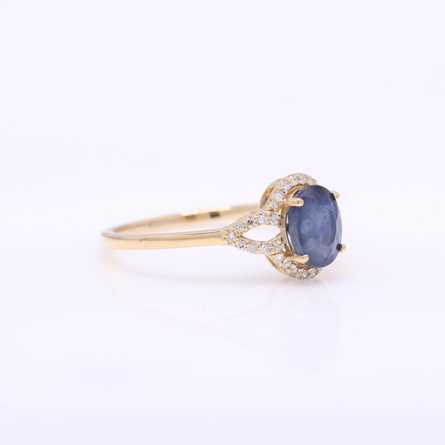 1.43 Ct Oval Mixed Cut Natural Sapphire 14K Gold Ring