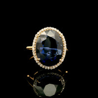 5.44 Ct Oval Mixed Cut Lab Grown Sapphire 14K Gold Ring