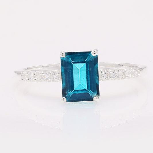 2.28 Ct Octagon Paraiba Topaz 925 Silver Ring