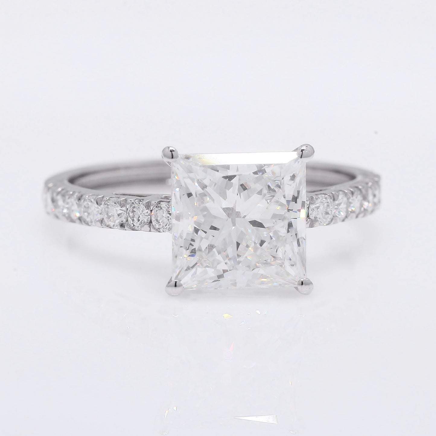 3.18 Ct Princess Cut Lab Grown Diamond 950 Platinum Ring