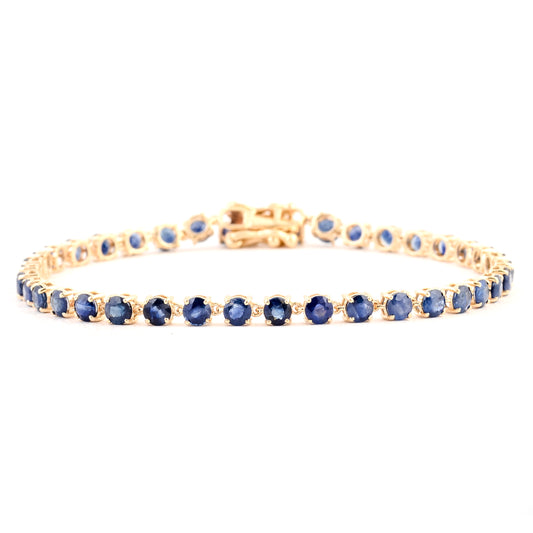 6.71 Ct Round Sapphire 14K Gold Braclet