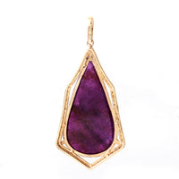 7.45 Ct Pear Mixed Cut Natural Corundum Ruby 14K Gold Pendant