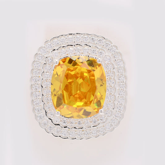 15.75 Ct Cushion Yellow Cz 925 Silver Pendant
