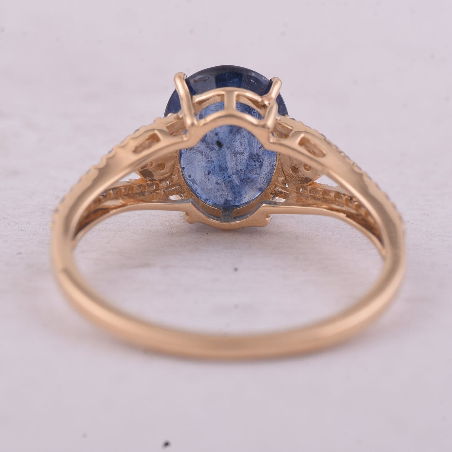 2.82 Ct Oval Mixed Cut Natural Sapphire 14K Gold Ring