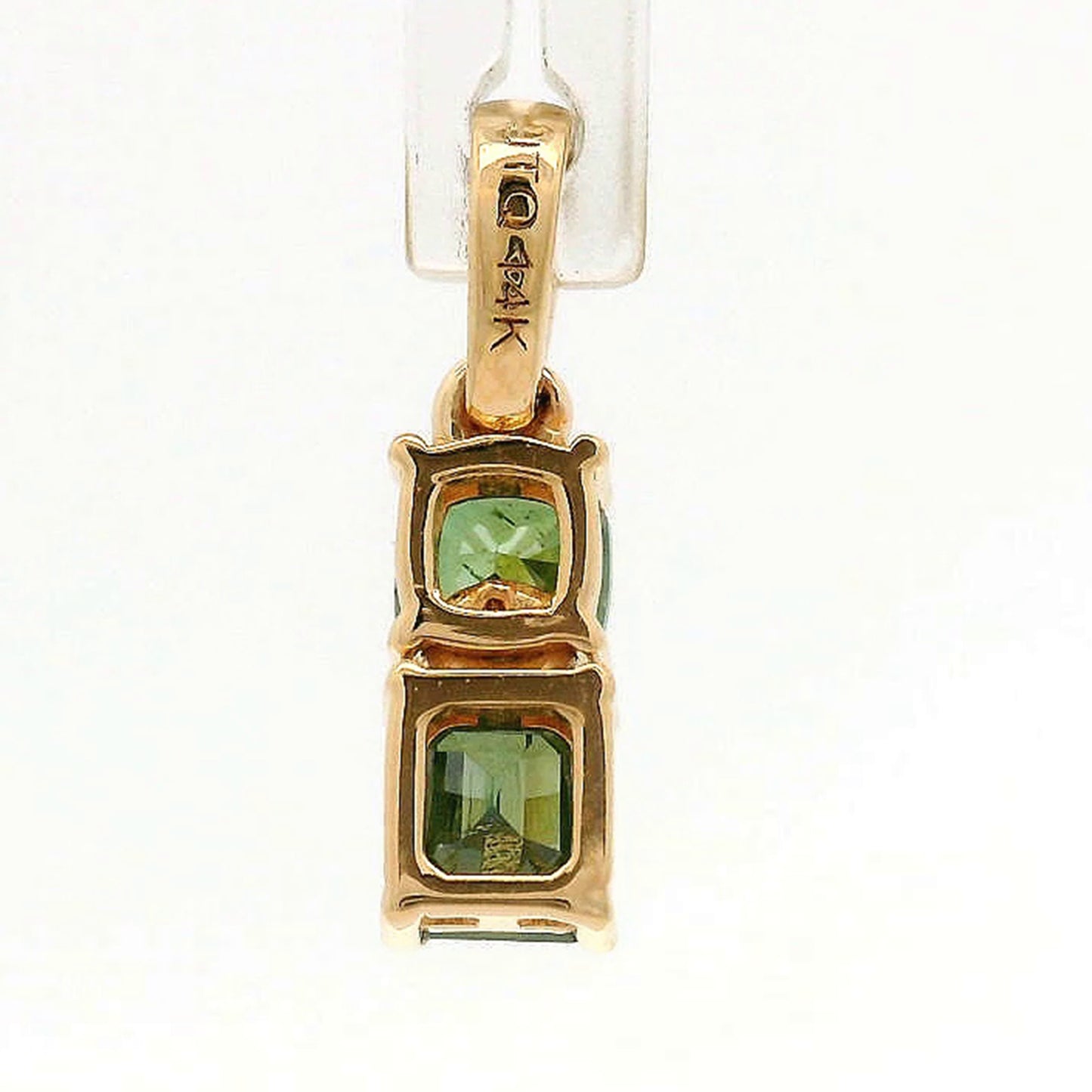 0.64 Ct Cushion Green Diamond 14K Gold Pendant
