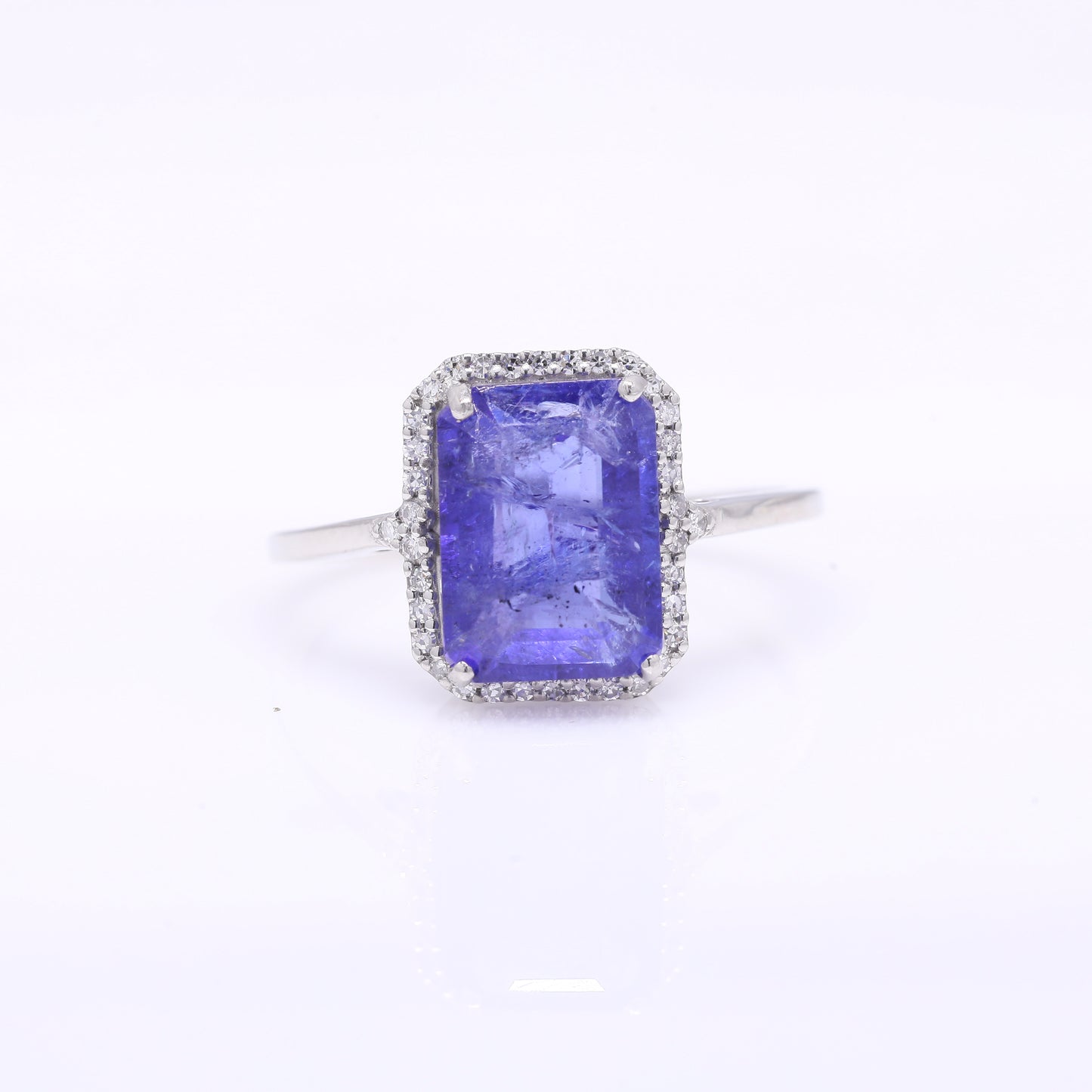 3.79 Ct Octagon Step Cut Natural Tanzanite 950 Platinum Ring