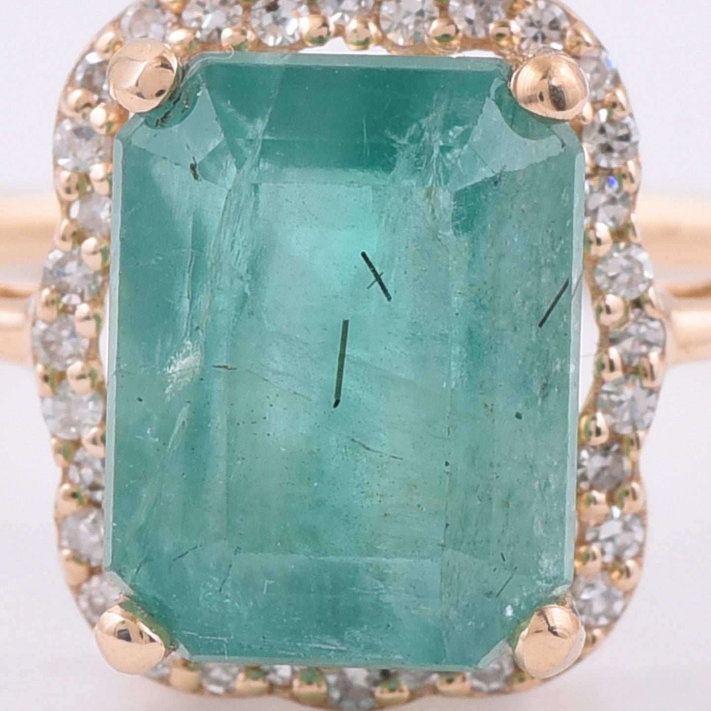 3.27 Ct Octagon Step Cut Natural Emerald 14K Gold Ring