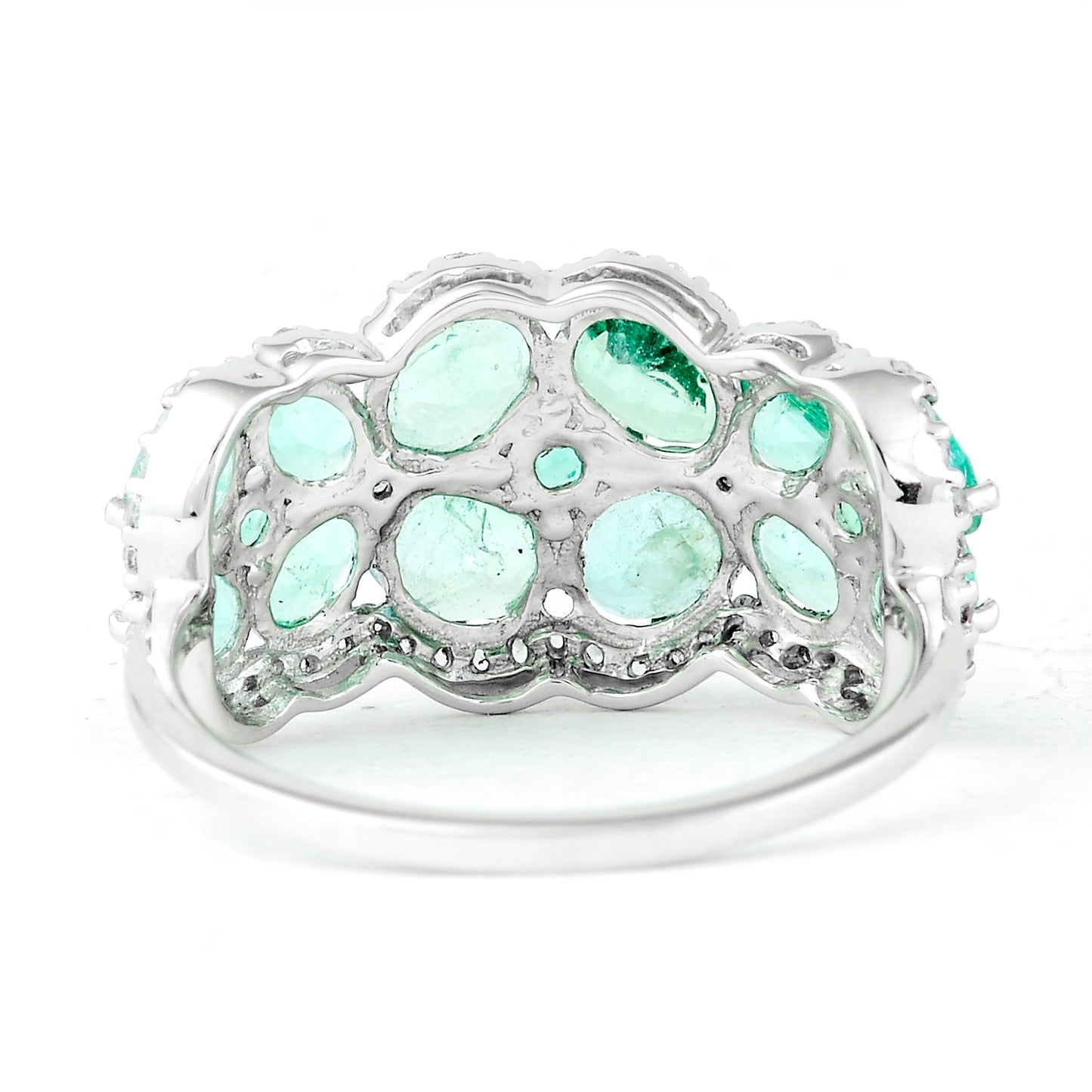 2.82 Ct Oval Mixed Cut, Round Mixed Cut Natural Emerald 950 Platinum Ring