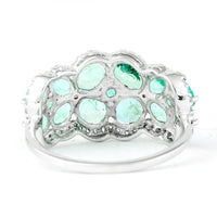 2.82 Ct Oval Mixed Cut, Round Mixed Cut Natural Emerald 950 Platinum Ring