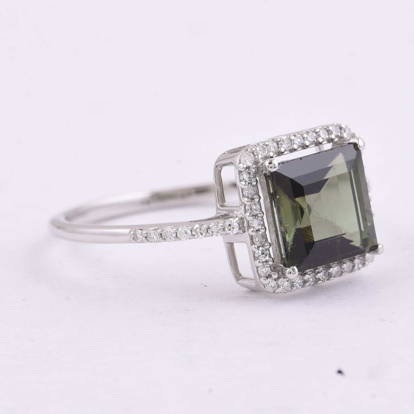 1.69 Ct Square Step Cut Natural Tourmaline 950 Platinum Ring