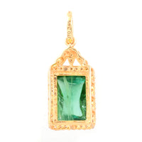 4.68 Ct Cushion Cabochon Cut Natural Tourmaline 14K Gold Pendant
