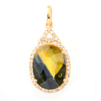 5.04 Ct Oval Mixed Cut Natural Bi Coloured Sapphire 14K Gold Pendant