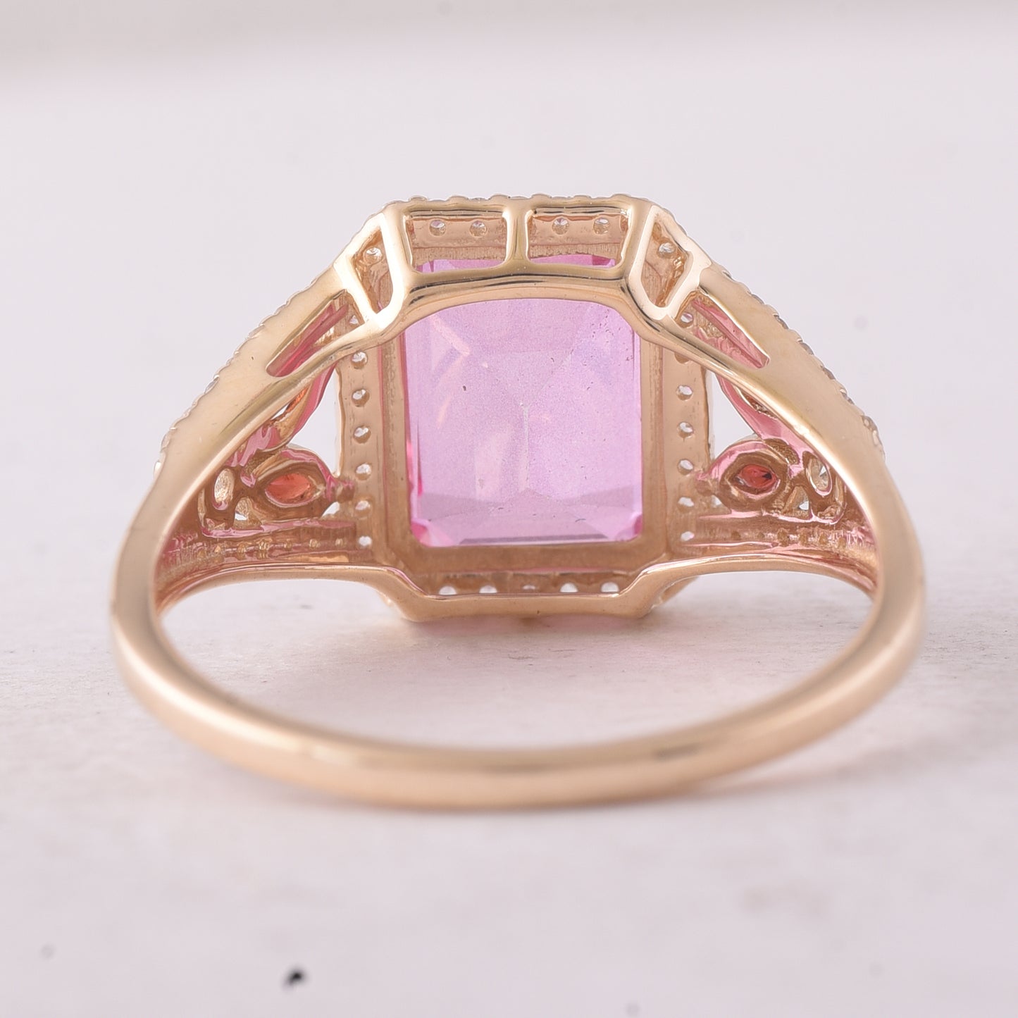 3.80 Ct Octagon Pink Topaz 9K Gold Ring