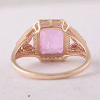 3.80 Ct Octagon Pink Topaz 9K Gold Ring