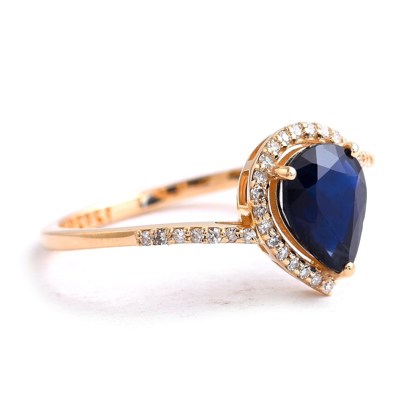 1.42 Ct Pear Mixed Cut Natural Sapphire 14K Gold Ring