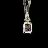 3.44 Ct Octagon Amethyst, White Zircon 925 Sterling Silver Pendant
