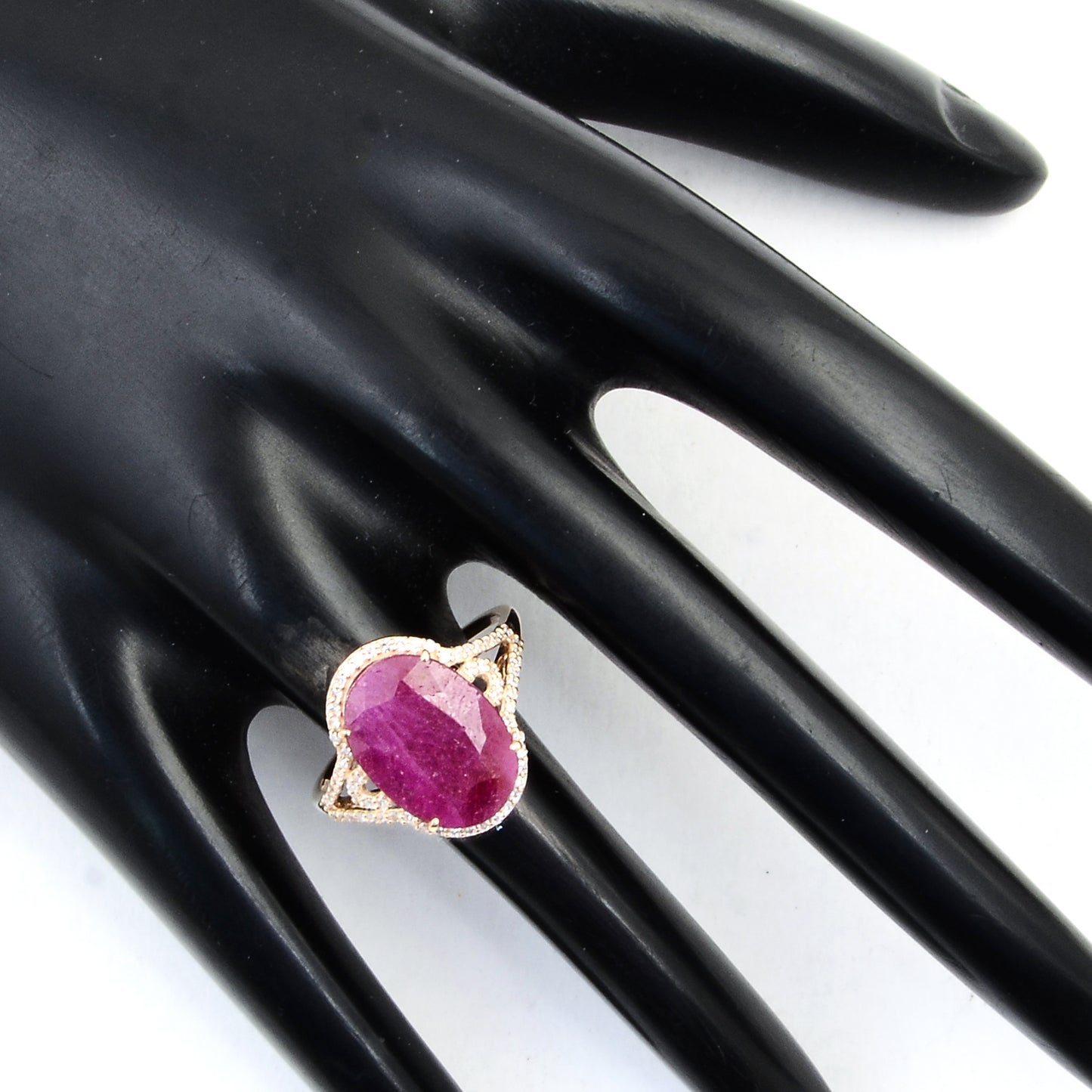 6.20 Ct Oval Mixed Cut Natural Corundum Ruby 14K Gold Ring