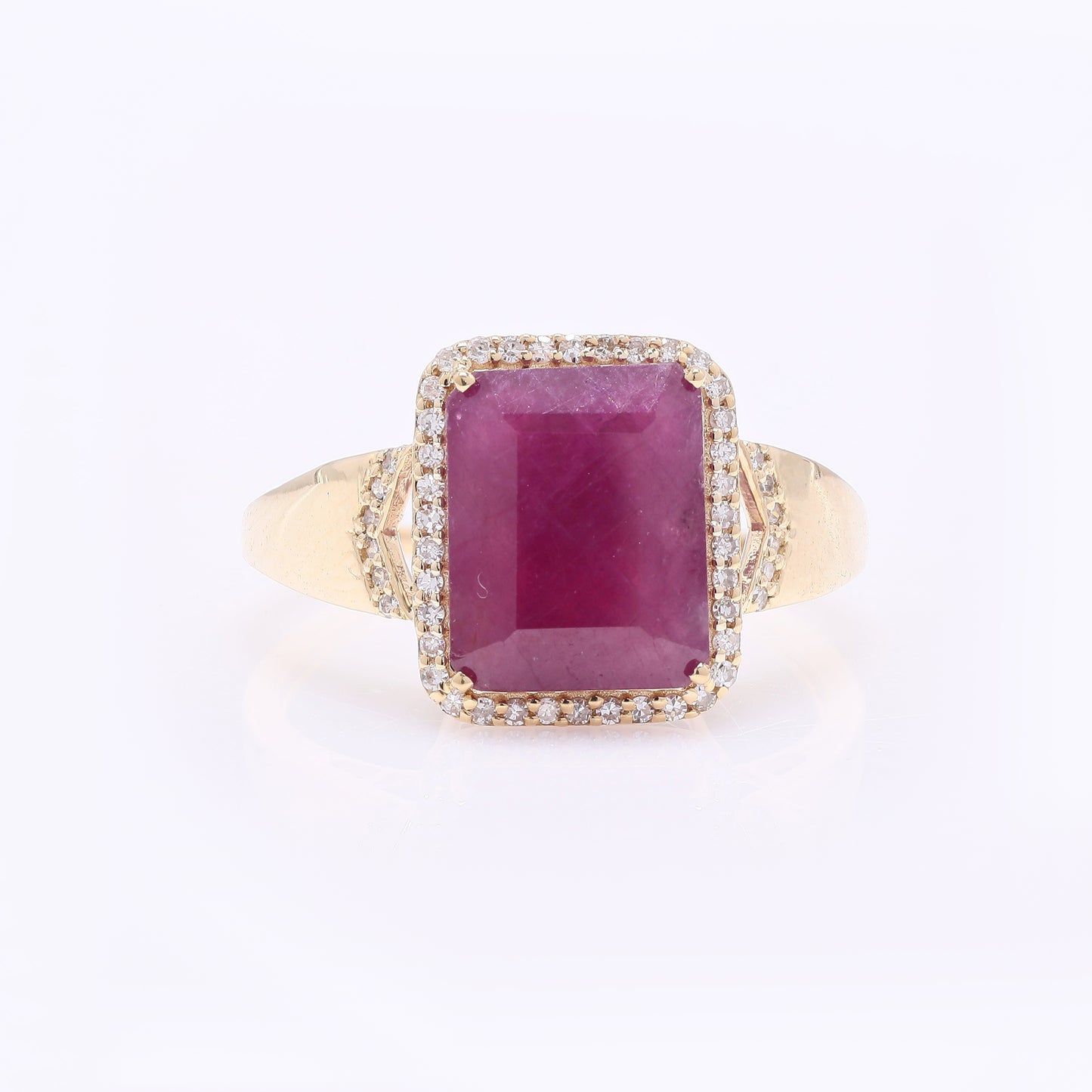 4.63 Ct Octagon Step Cut Natural Ruby 14K Gold Ring
