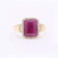 4.63 Ct Octagon Step Cut Natural Ruby 14K Gold Ring