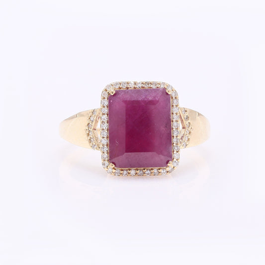 4.63 Ct Octagon Step Cut Natural Ruby 14K Gold Ring