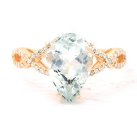 2.68 Ct Pear Mixed Cut Natural Aquamarine 14K Gold Ring
