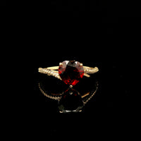 2.12 Ct Heart Mixed Cut Natural Garnet 14K Gold Ring