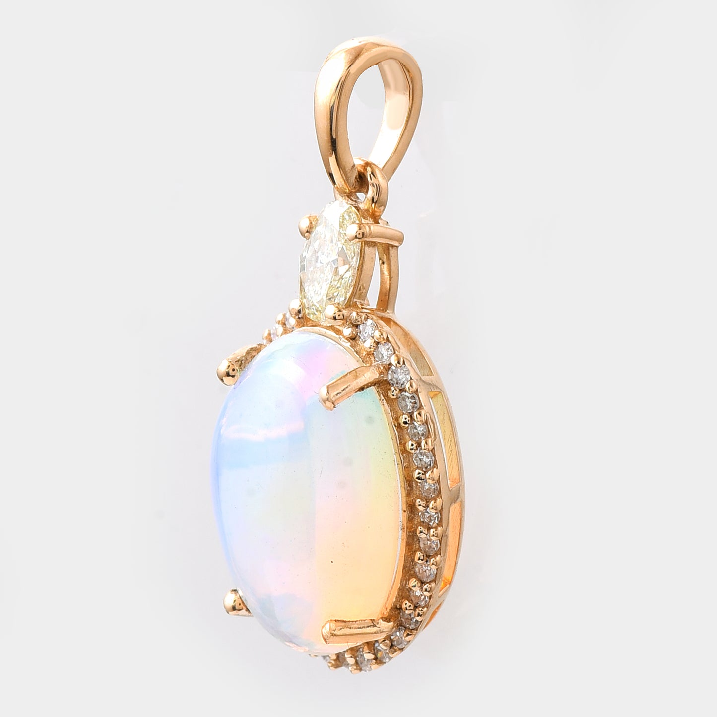 2.50 Ct Oval Cabochon Cut Natural Opal 14K Gold Pendant